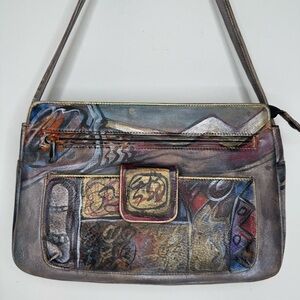 NEW Jane Yoo Leather Vintage Brown Shoulder Bag 12”x7.5”